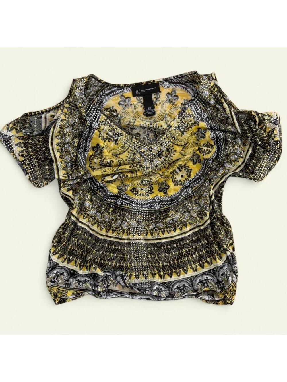 INC International Concepts Women's Yellow and Multi Crop-top